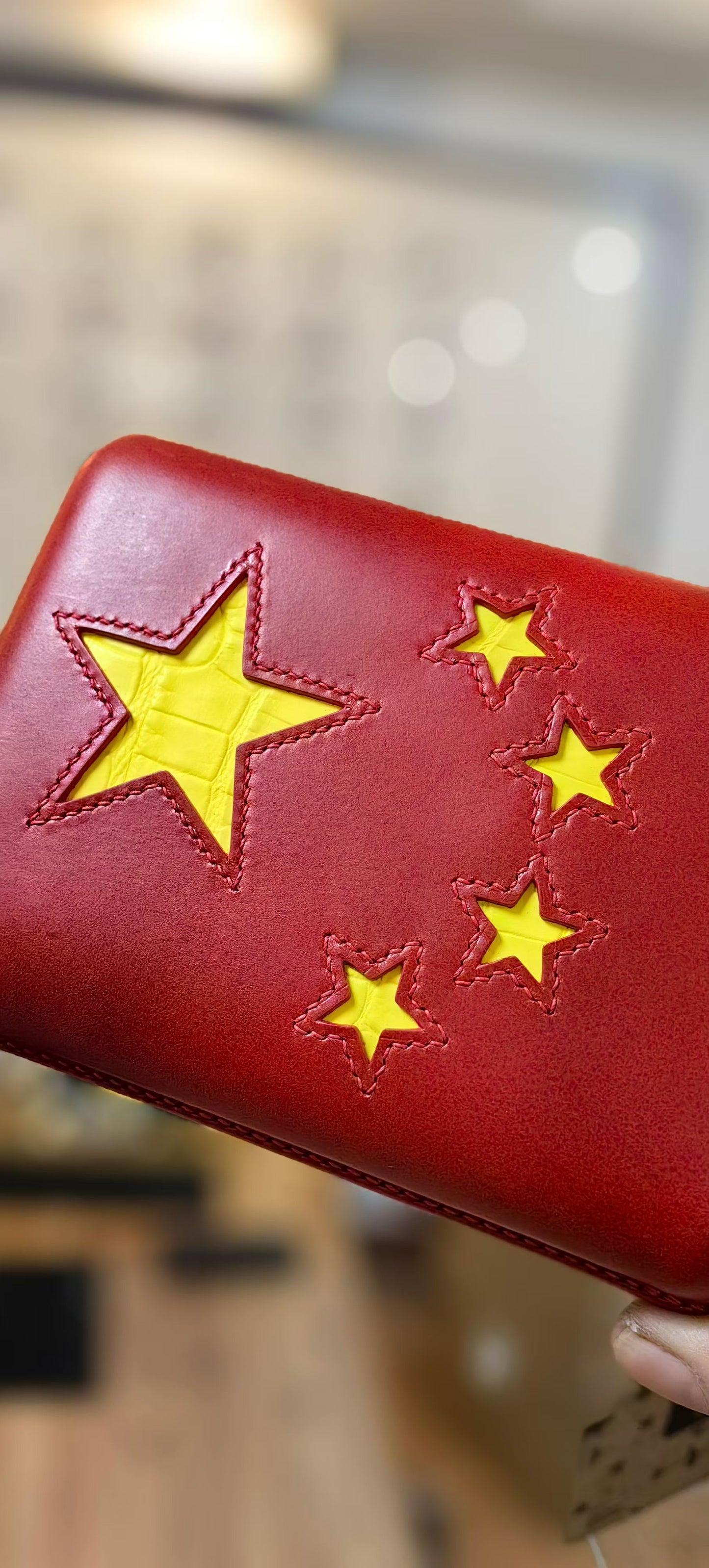 Cowhide Patchwork Stitched Cigar Case