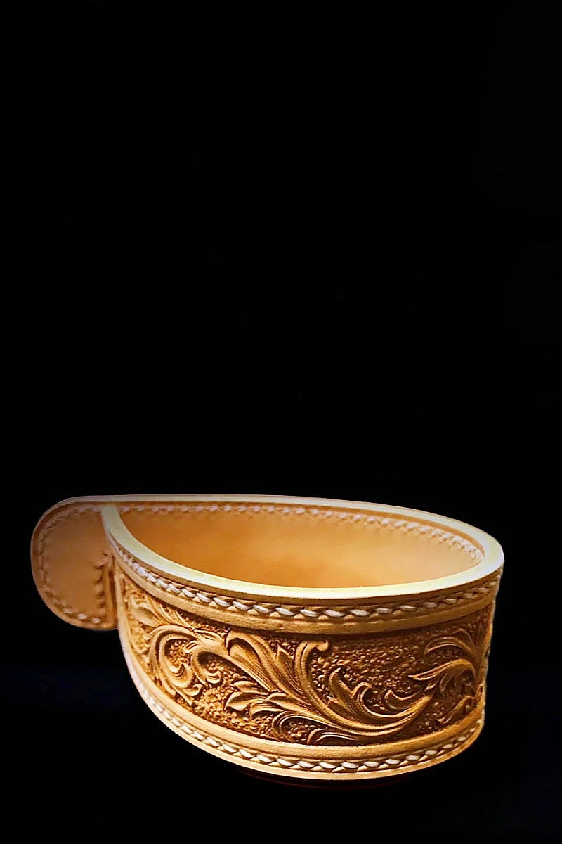 Hand-Carved Vegetable-Tanned Cowhide Pipe Rack