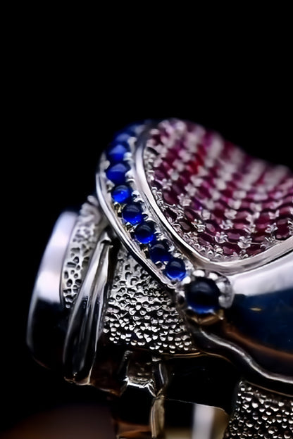 Ruby and Sapphire Saddle Ring
