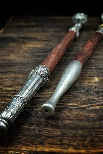 Handmade slender tobacco pipe made of pure silver