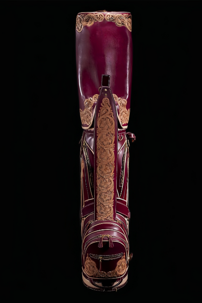 Hand-carved vegetable-tanned cowhide golf bag