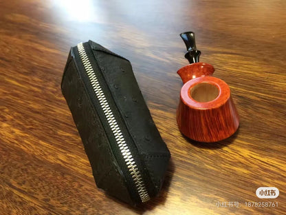 Vegetable-tanned Leather Carved Capsule Pipe Pouch