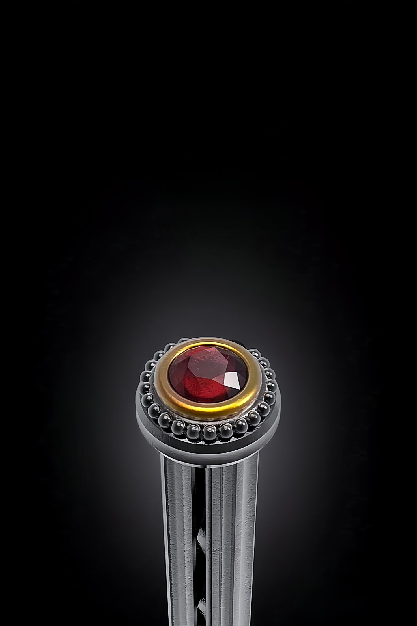 Roman Column Series Ruby-inlaid Sterling Silver Pipe Tamper