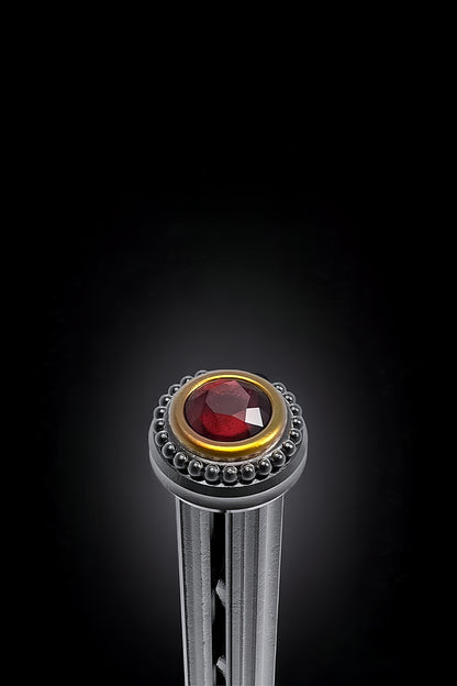 Roman Column Series Ruby-inlaid Sterling Silver Pipe Tamper