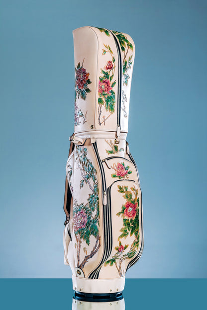 Hand-carved vegetable-tanned cowhide golf bag