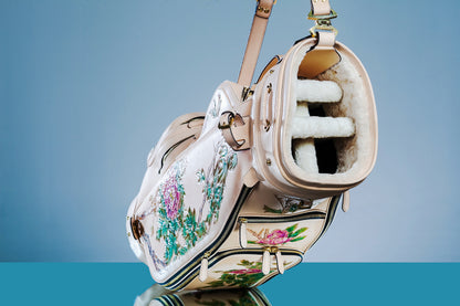 Hand-carved vegetable-tanned cowhide golf bag