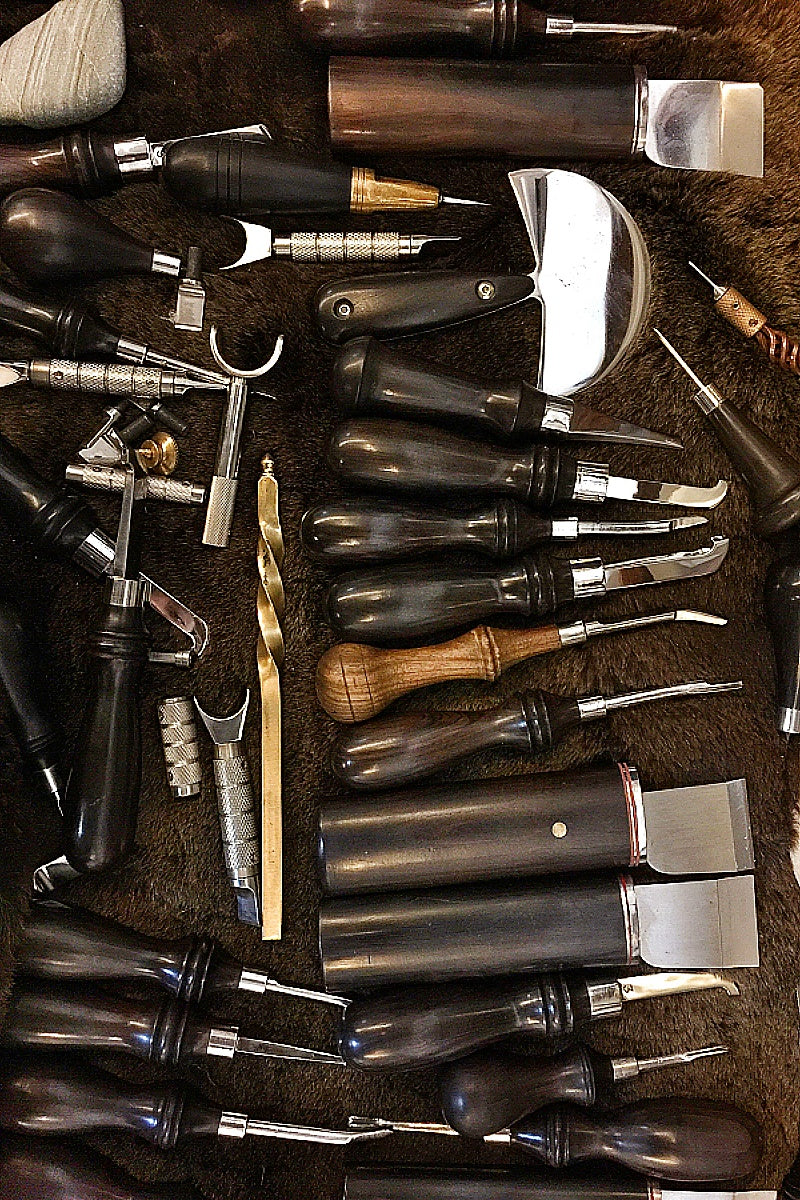 Collection of leatherworking tools