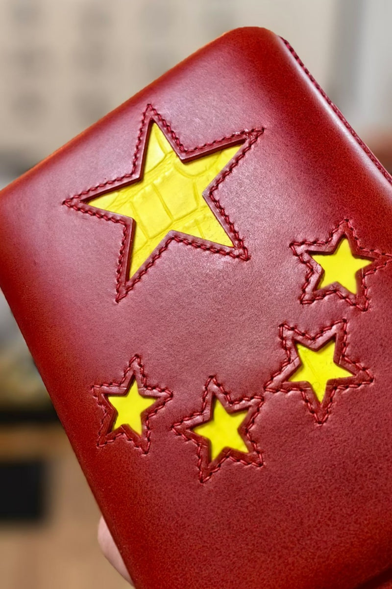 Cowhide Patchwork Stitched Cigar Case