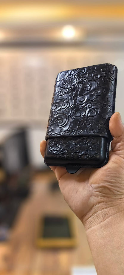 Hand-carved Cigar Case Made of Vegetable-tanned Cowhide