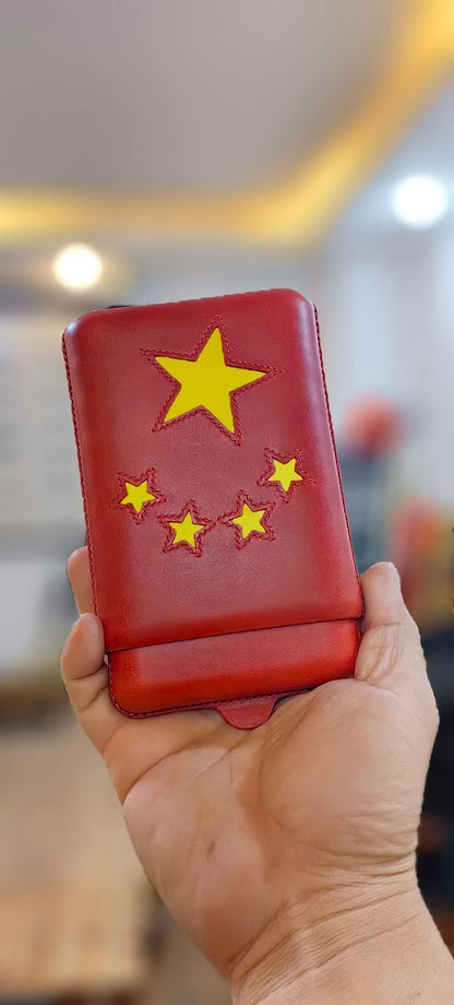 Cowhide Patchwork Stitched Cigar Case