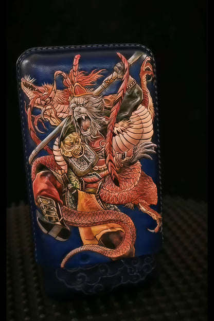 Hand-carved Cigar Case Made of Vegetable-tanned Cowhide