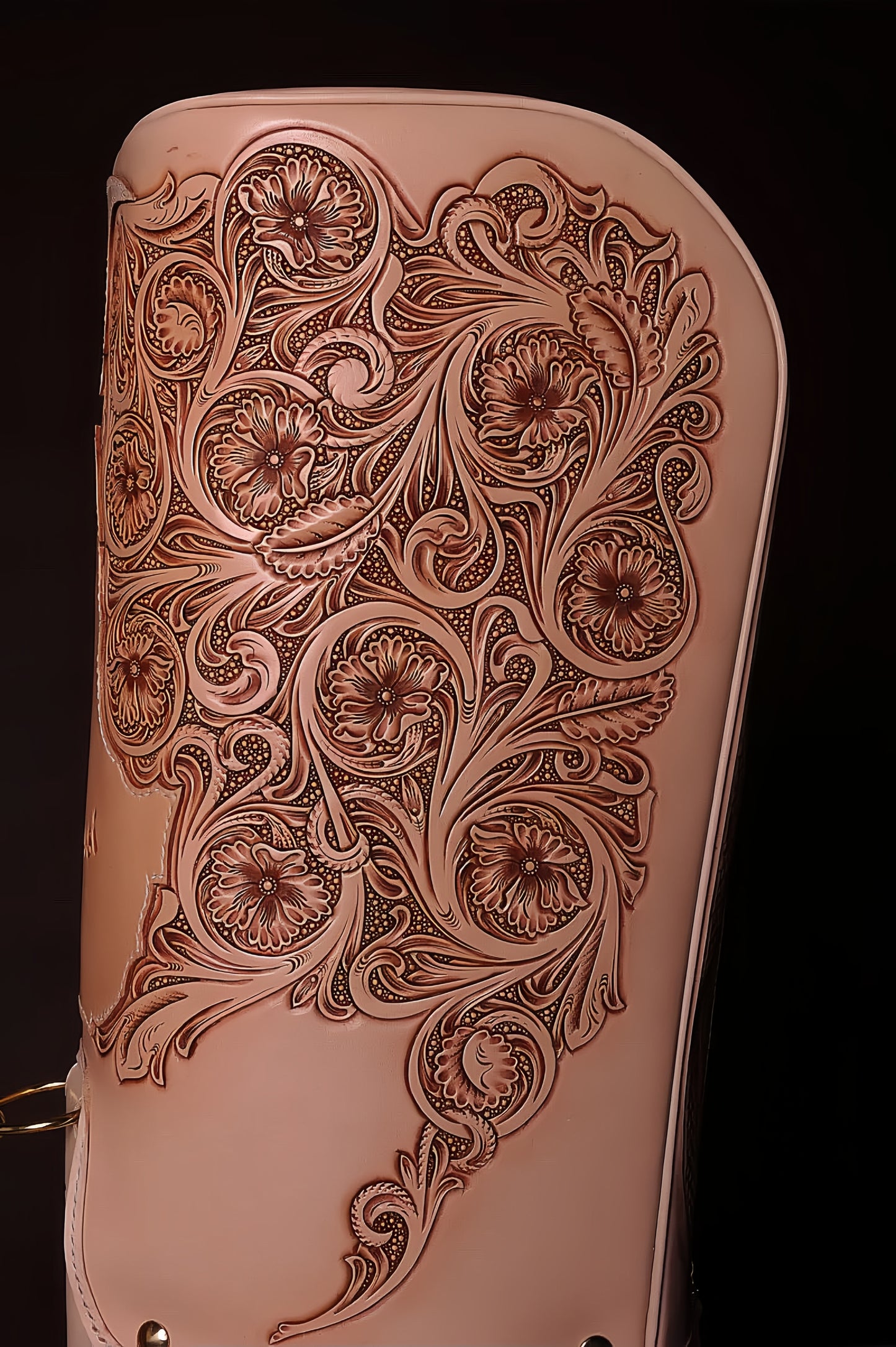 Hand-carved vegetable-tanned cowhide golf bag