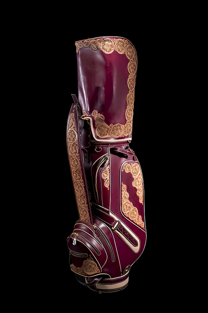 Hand-carved vegetable-tanned cowhide golf bag