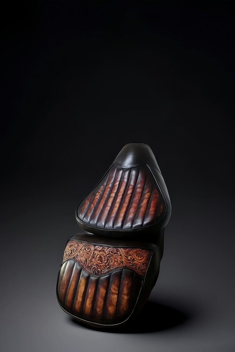 Hand-Carved Vegetable-Tanned Cowhide Motorcycle Seat