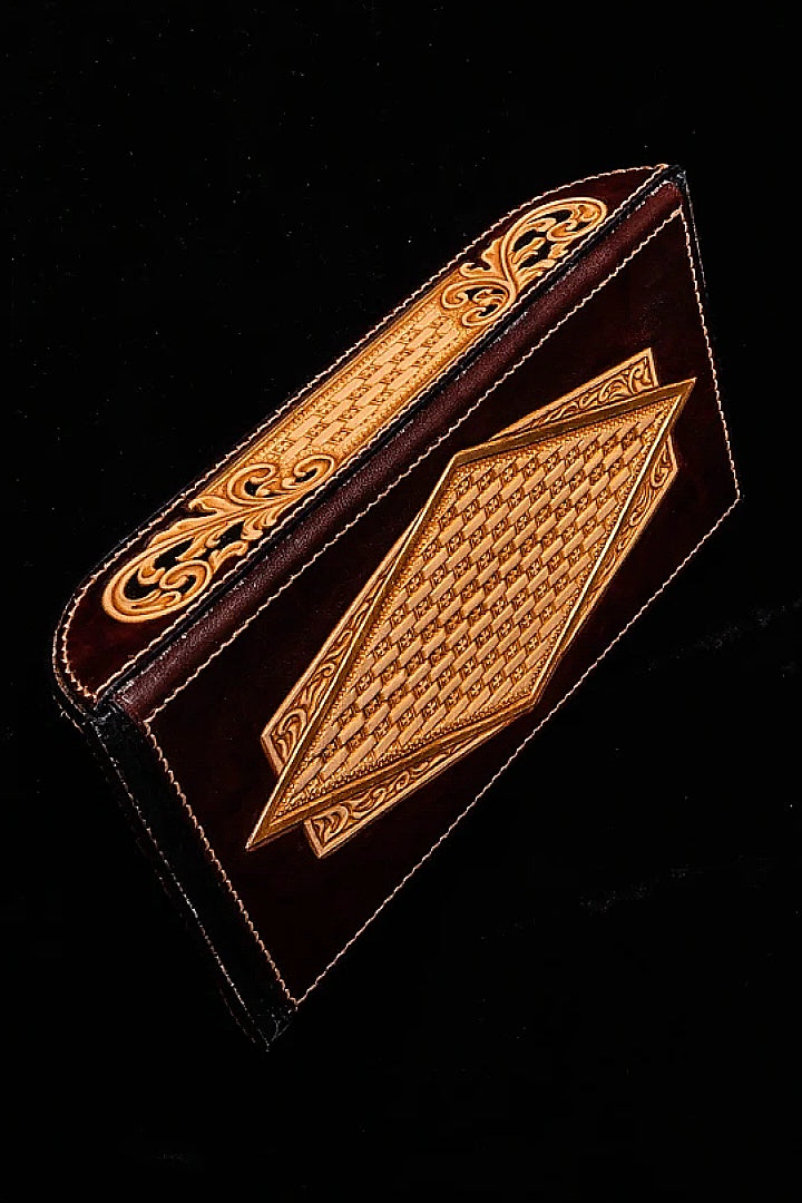 Baroque Series Vegetable-Tanned Cowhide Hand-Carved Tabletop Three-Piece Set