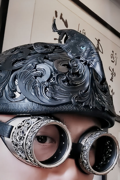 hand-carved hollow-out motorcycle goggles