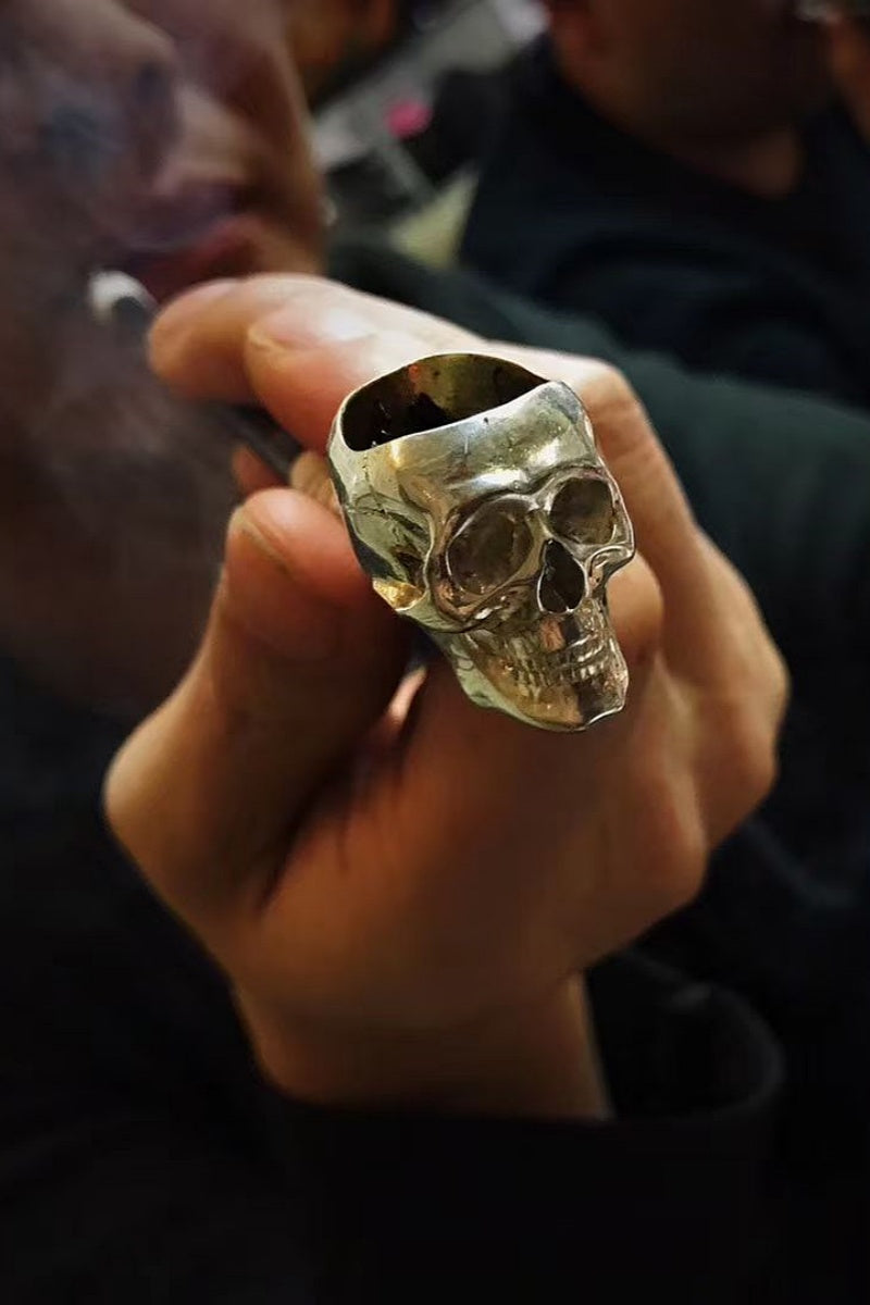 Handmade slender tobacco pipe made of pure silver