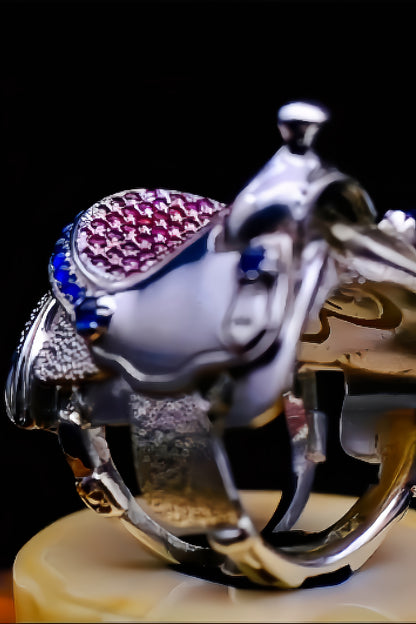 Ruby and Sapphire Saddle Ring