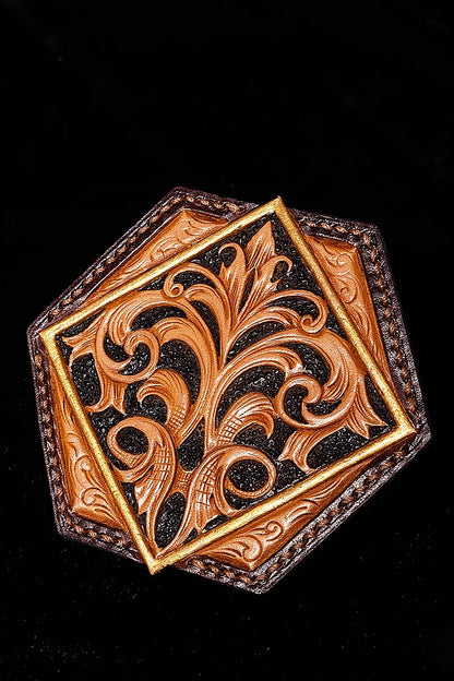 Baroque Series Vegetable-Tanned Cowhide Hand-Carved Tabletop Three-Piece Set