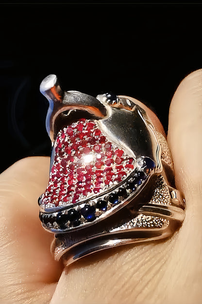 Ruby and Sapphire Saddle Ring