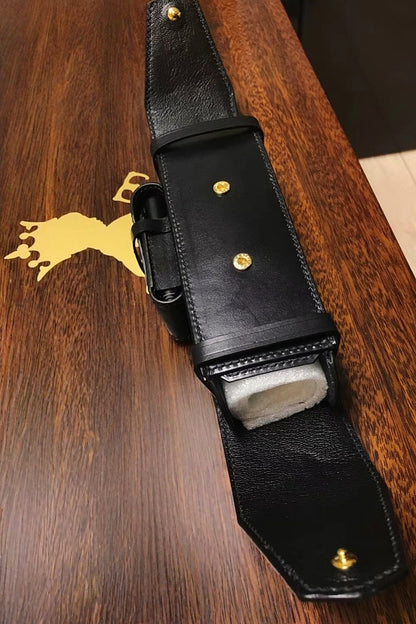 Hand-carved Tobacco Pipe Pouch Made of Vegetable Tanned Cowhide