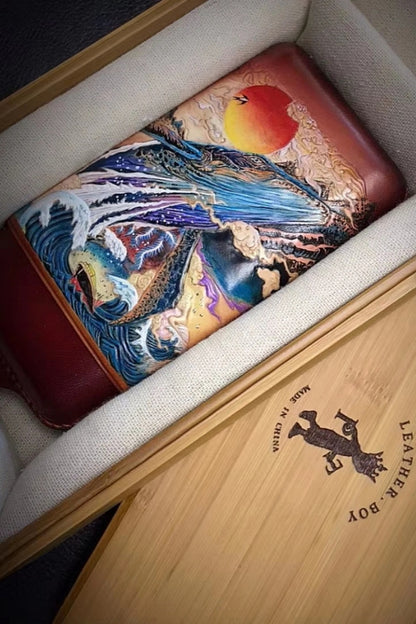 Hand-carved Cigar Case Made of Vegetable-tanned Cowhide
