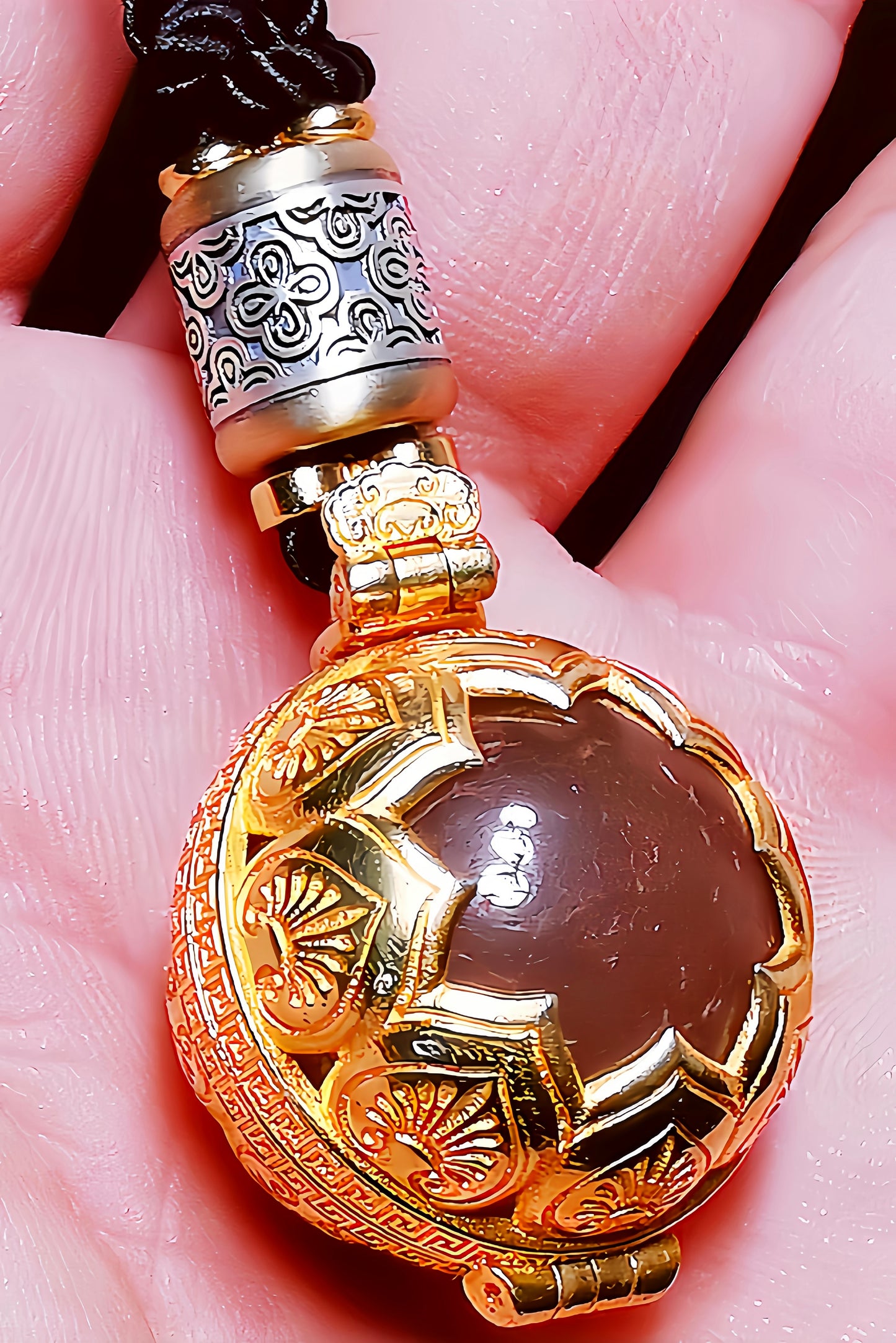 Pure silver inlaid agate necklace