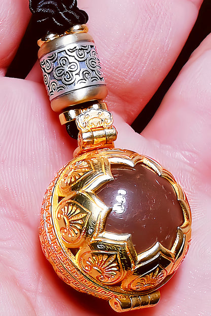 Pure silver inlaid agate necklace