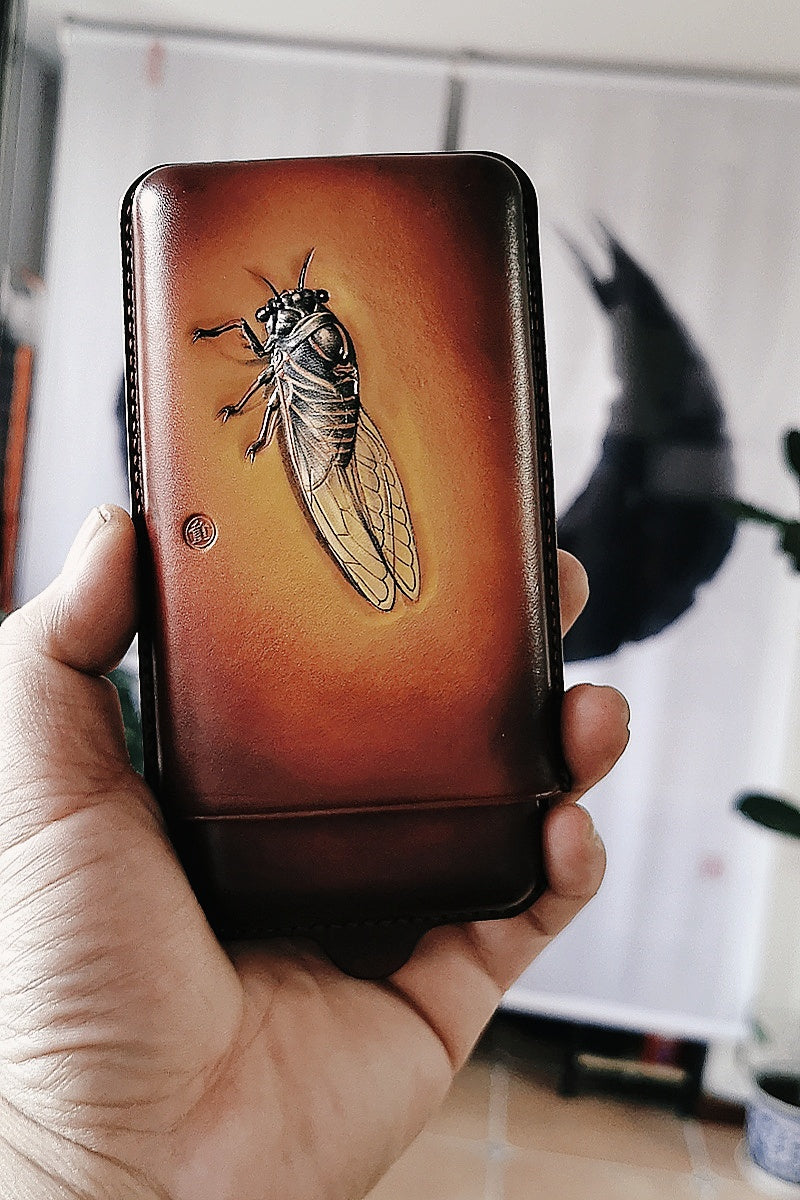 Hand-carved Cigar Case Made of Vegetable-tanned Cowhide