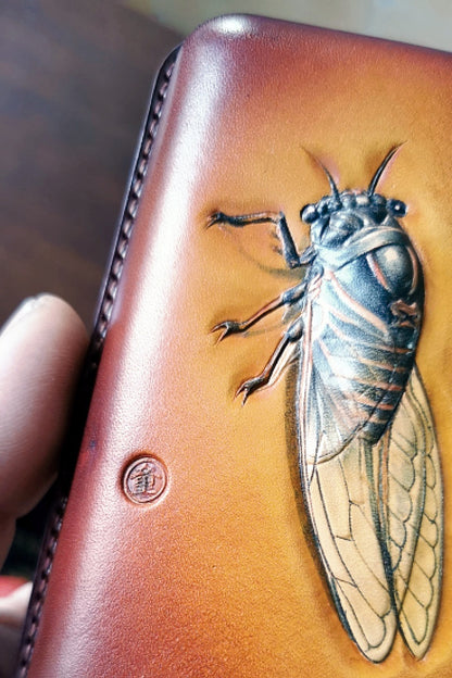 Hand-carved Cigar Case Made of Vegetable-tanned Cowhide