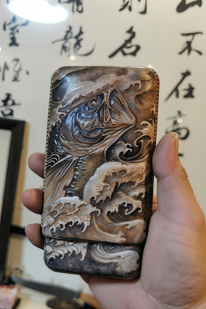 Hand-carved Cigar Case Made of Vegetable-tanned Cowhide