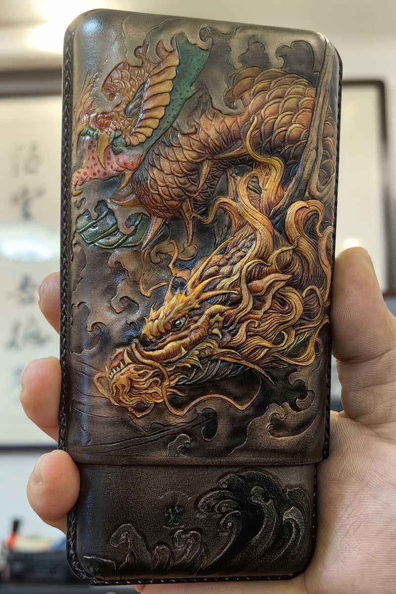 Hand-carved Cigar Case Made of Vegetable-tanned Cowhide