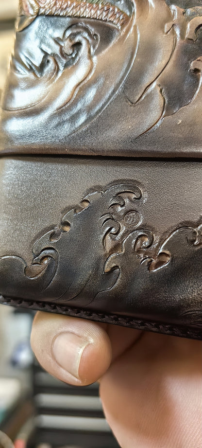 Hand-carved Cigar Case Made of Vegetable-tanned Cowhide