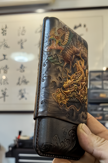 Hand-carved Cigar Case Made of Vegetable-tanned Cowhide