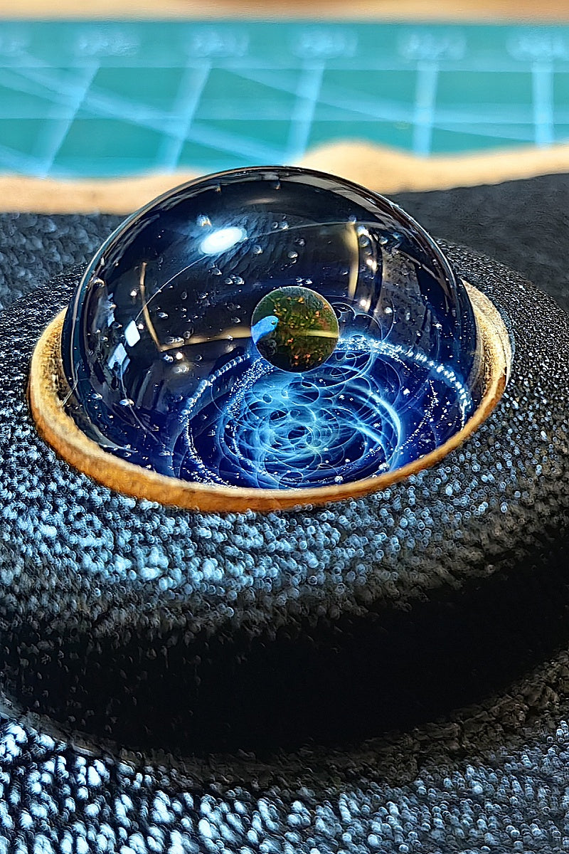 Cosmic Light Lucky Glass Bead (Japan) -Crocodile Leather Wristband