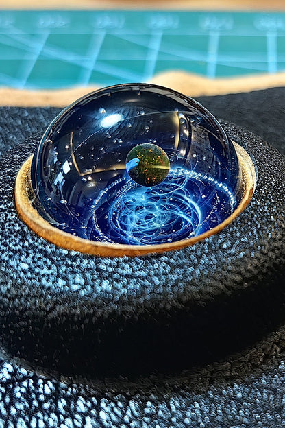 Cosmic Light Lucky Glass Bead (Japan) -Crocodile Leather Wristband