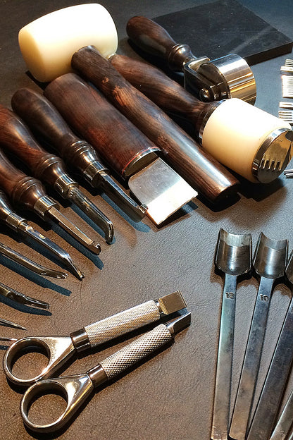 Collection of leatherworking tools