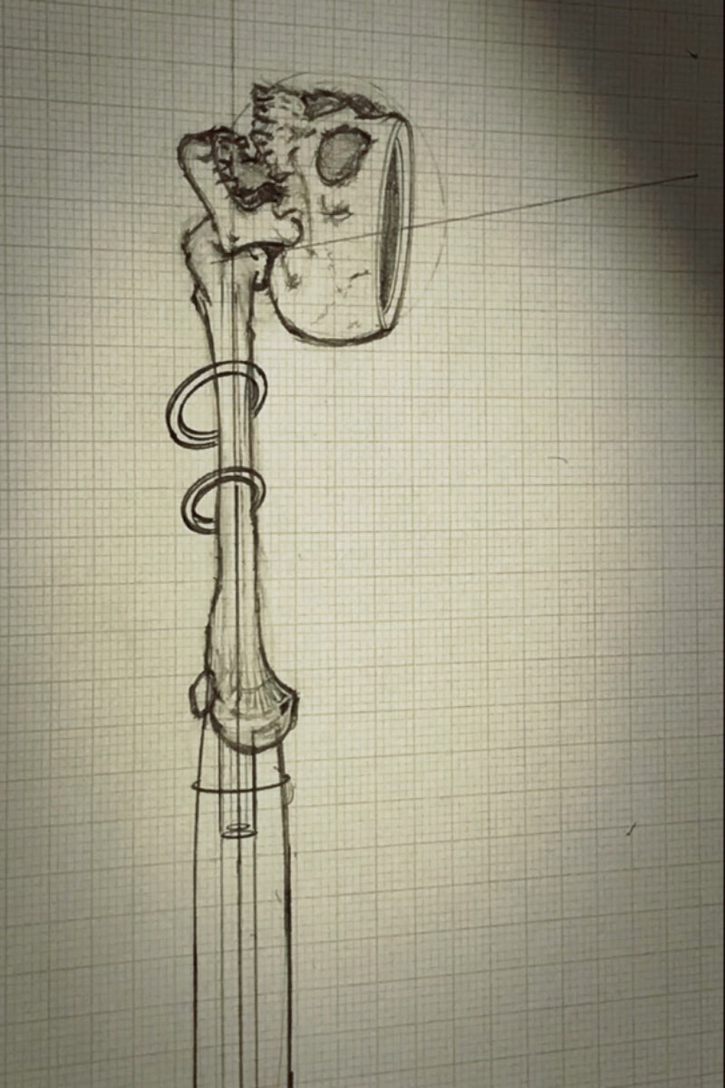 Handmade slender tobacco pipe made of pure silver