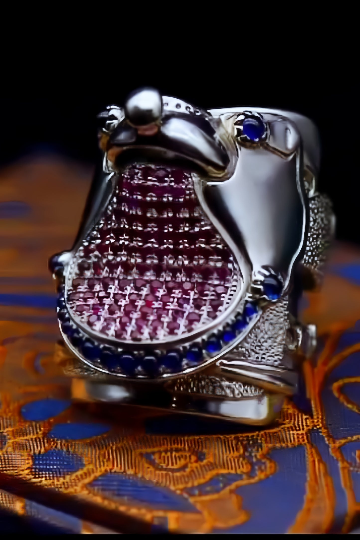 Ruby and Sapphire Saddle Ring