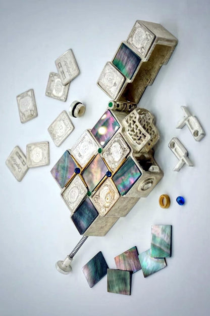 Pure silver lighter with gold inlay