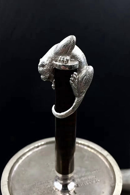 Pure Silver Jaguar & Briar Pipe Tamper