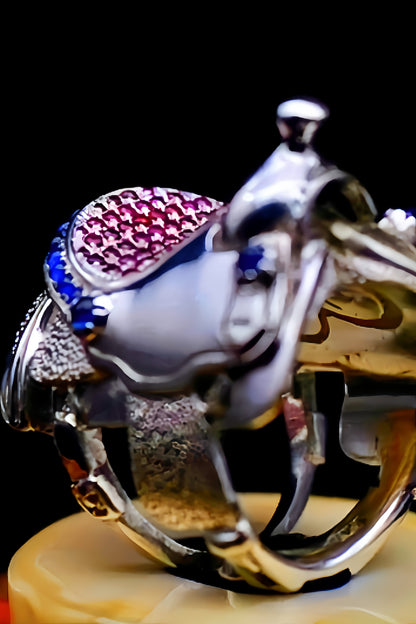 Ruby and Sapphire Saddle Ring