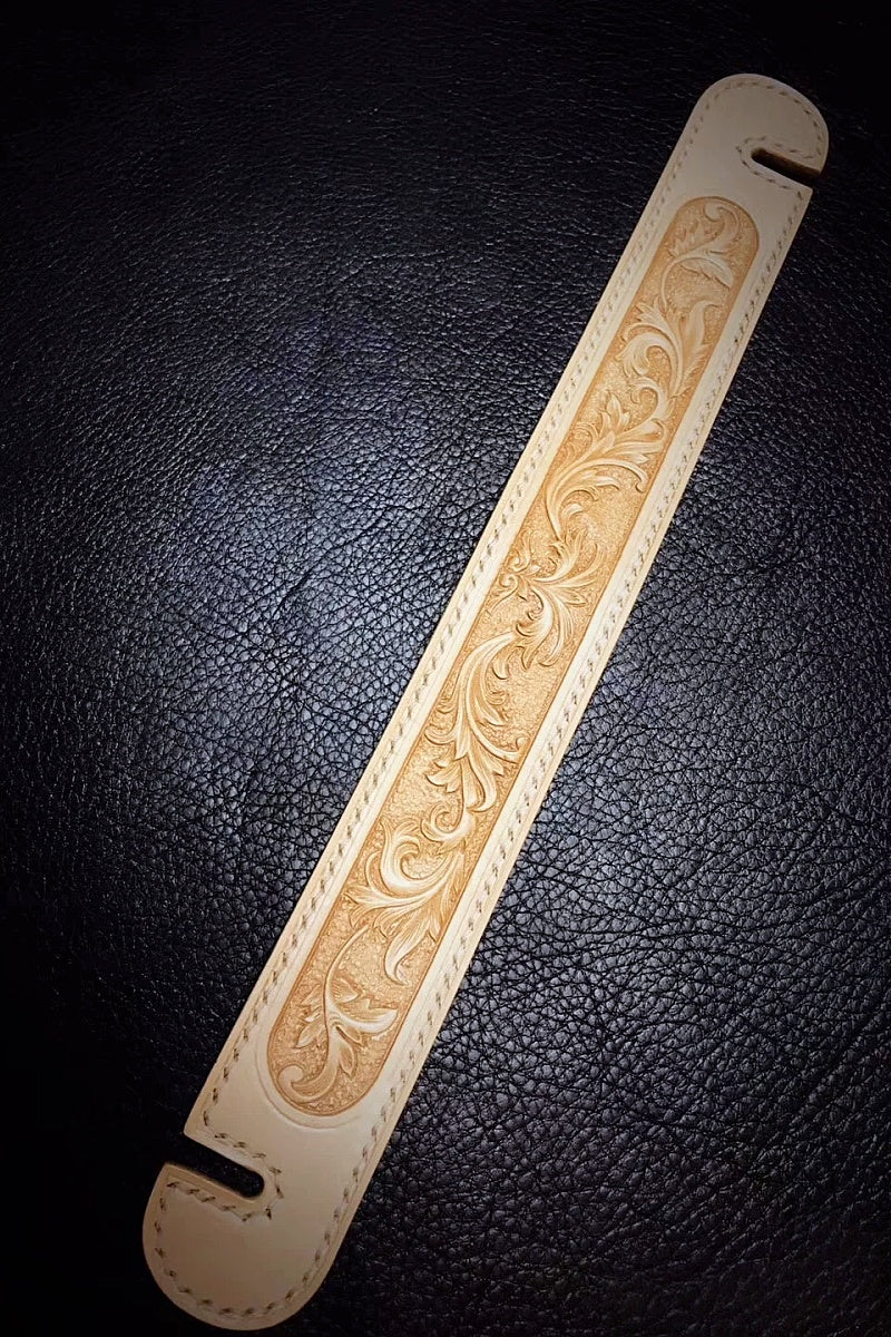 Hand-Carved Vegetable-Tanned Cowhide Pipe Rack