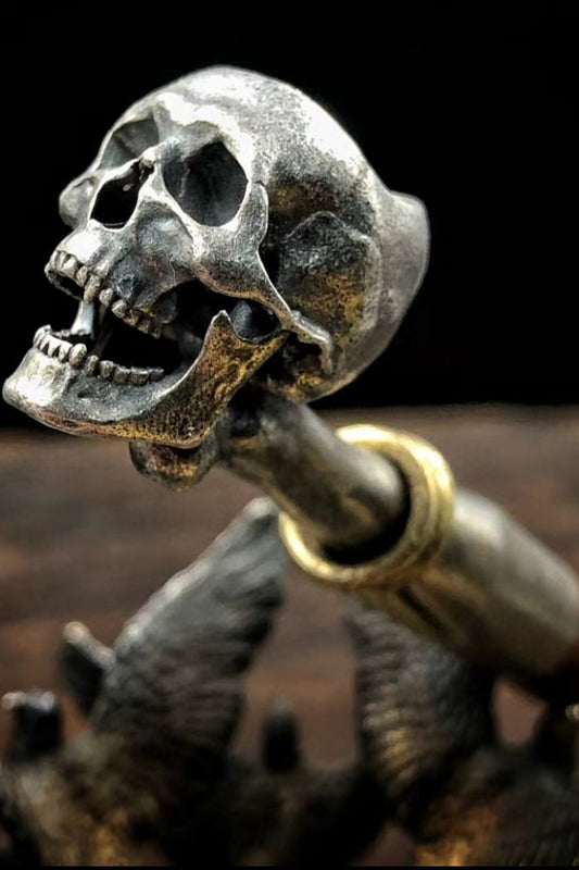 Handmade slender tobacco pipe made of pure silver