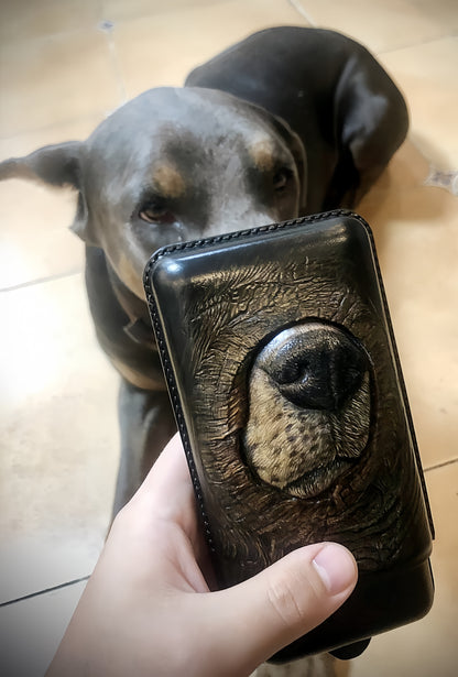 Hand-carved Cigar Case Made of Vegetable-tanned Cowhide