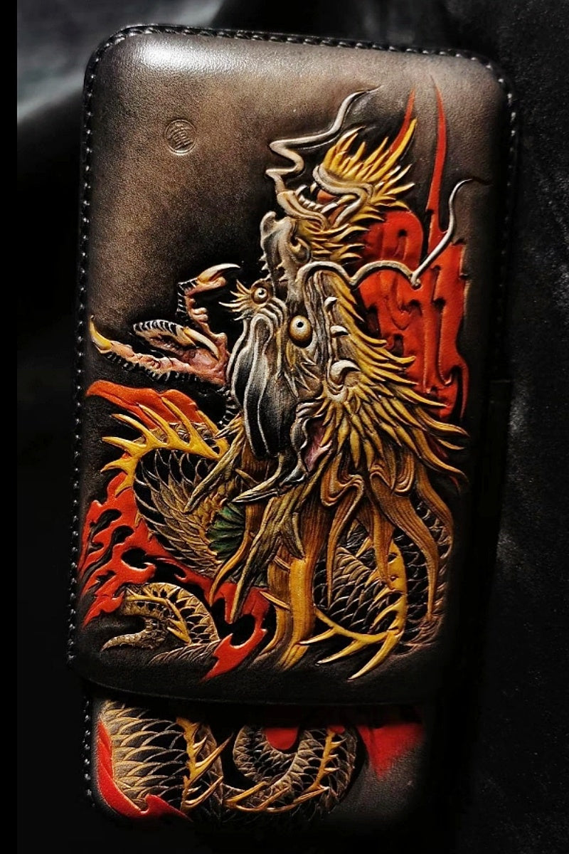 Hand-carved Cigar Case Made of Vegetable-tanned Cowhide