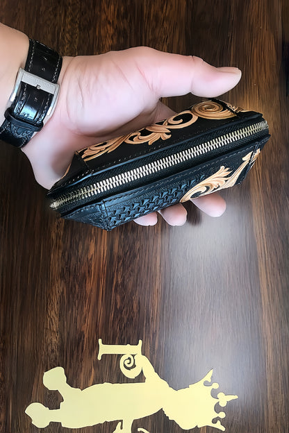 Vegetable-tanned Leather Carved Capsule Pipe Pouch