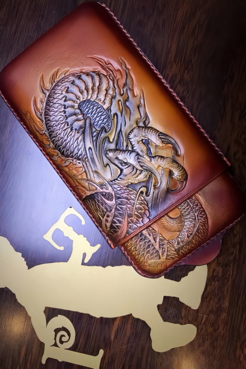Hand-carved Cigar Case Made of Vegetable-tanned Cowhide