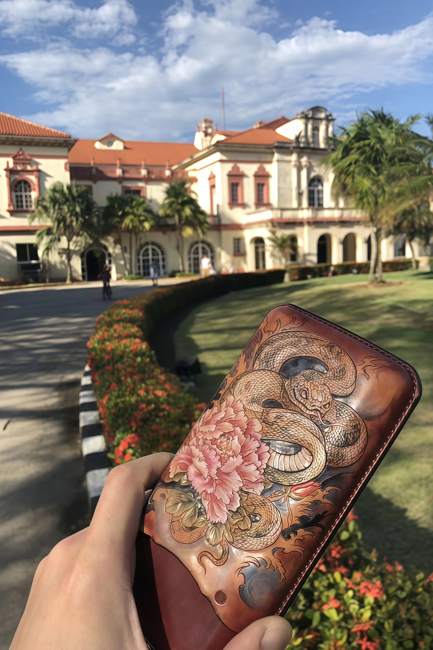 Hand-carved Cigar Case Made of Vegetable-tanned Cowhide