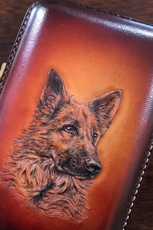 Hand-carved Cigar Case Made of Vegetable-tanned Cowhide